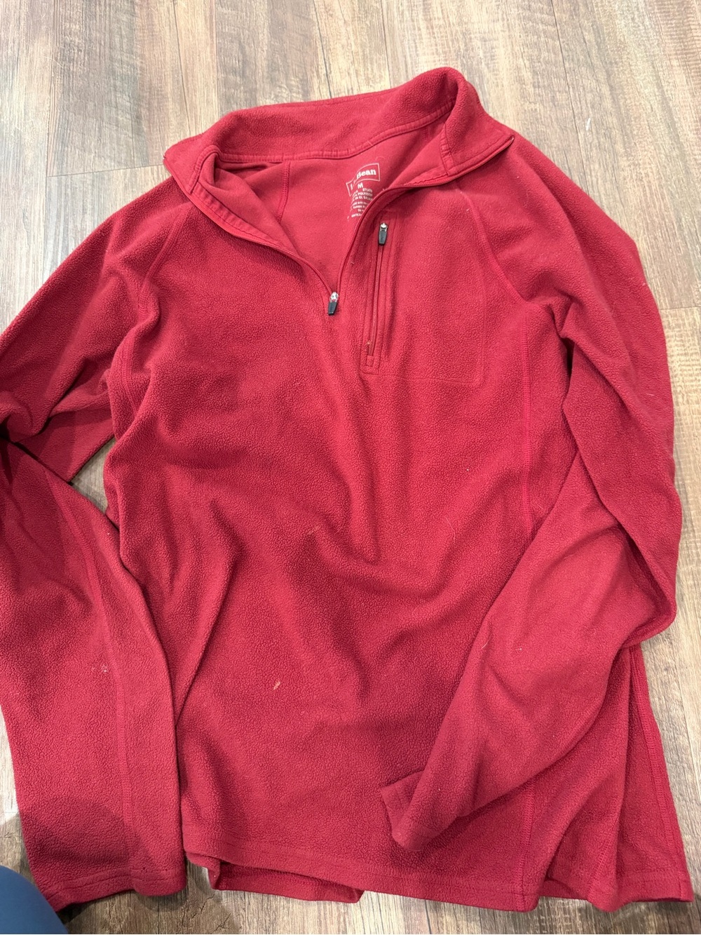 L.L. Bean Men's Red Quarter-Zip Fleece Pullover